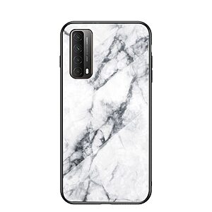 Θήκη Huawei P Smart (2021) OEM σχέδιο Marble με Πλάτη Tempered Glass TPU λευκό