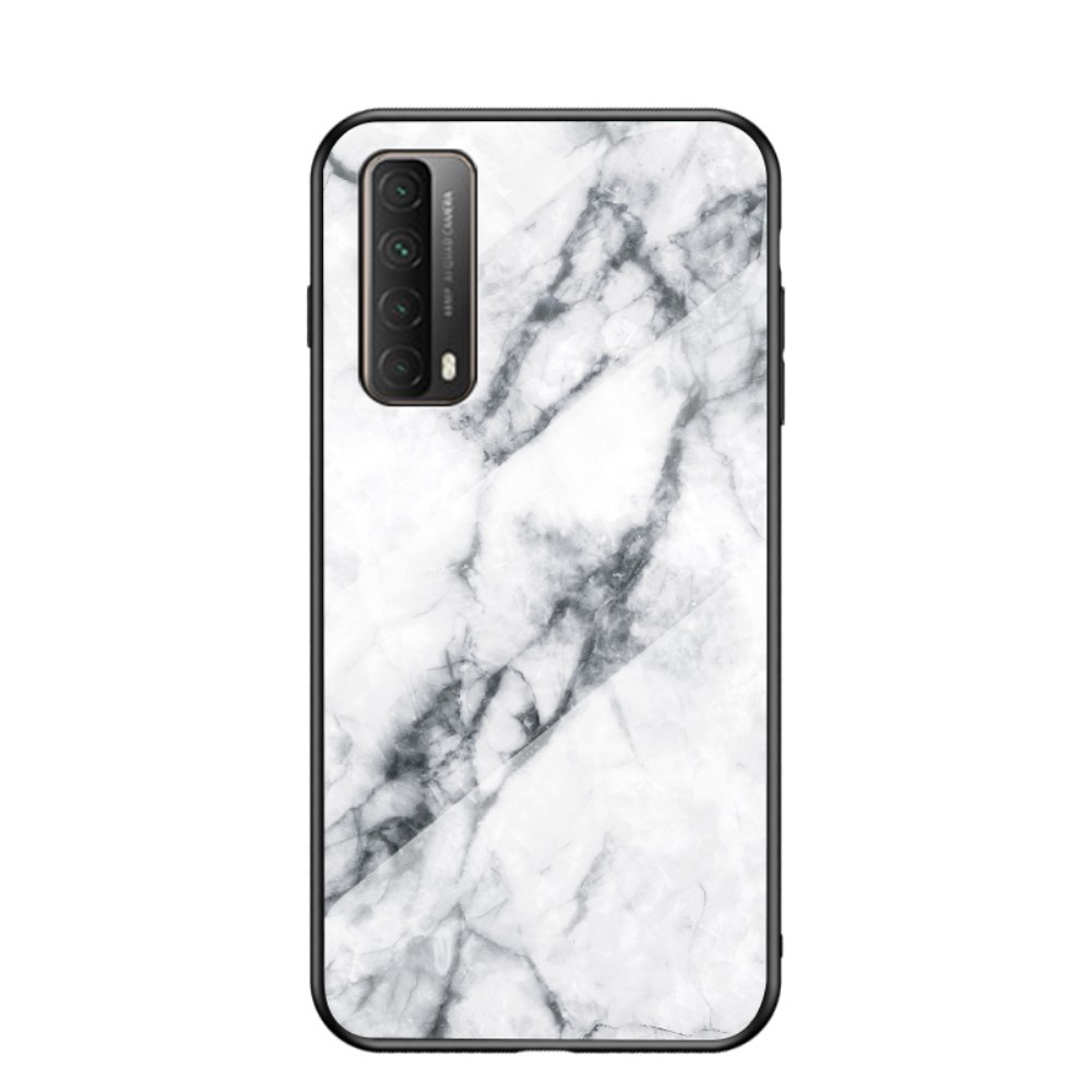 Θήκη Huawei P Smart (2021) OEM σχέδιο Marble με Πλάτη Tempered Glass TPU λευκό