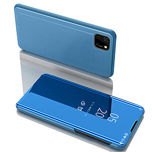 Θήκη Huawei Y5p OEM Mirror Surface Series Flip Window δερματίνη χρυσό γαλάζιο