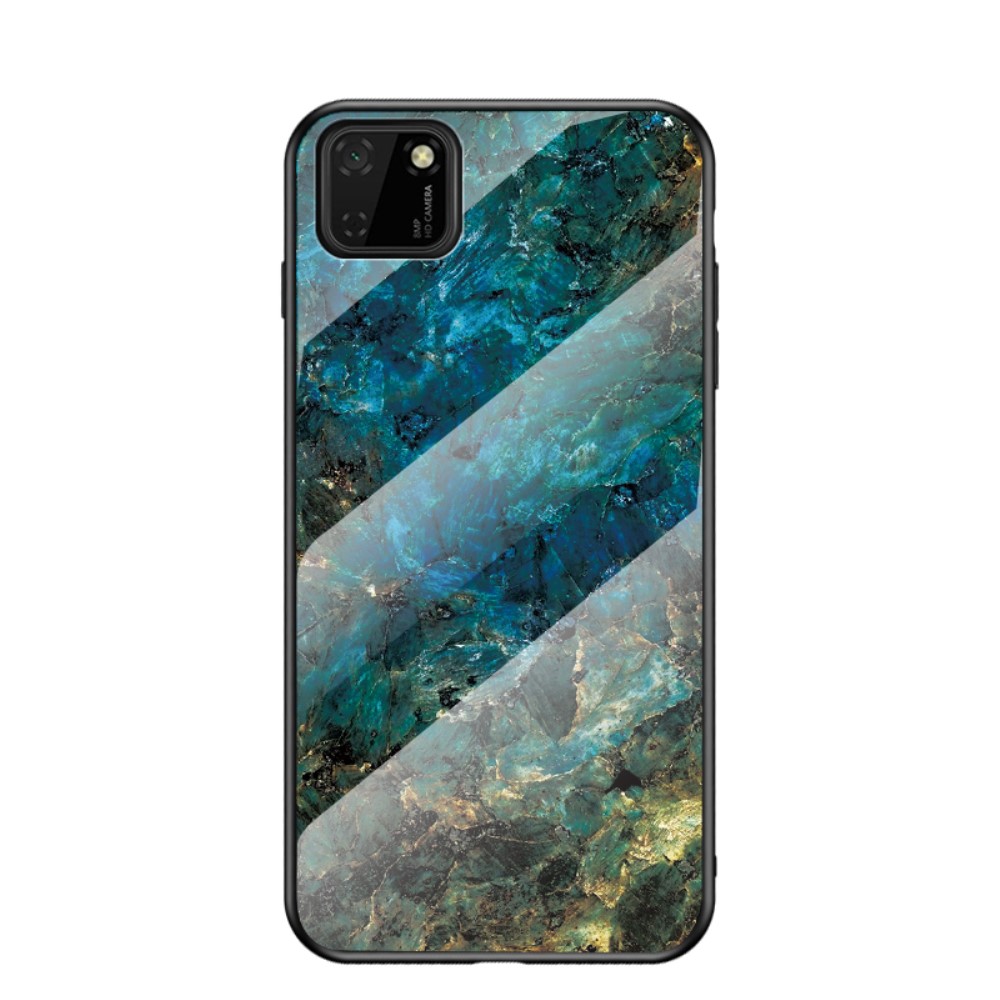 Θήκη Huawei Y5p OEM σχέδιο Marble με Πλάτη Tempered Glass TPU σμαραγδί