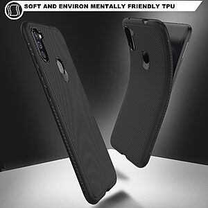Θήκη Samsung Galaxy M11 OEM Twill Texture Carbon Πλάτη TPU μαύρο - Image 3