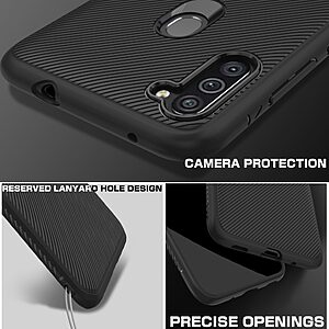 Θήκη Samsung Galaxy M11 OEM Twill Texture Carbon Πλάτη TPU μαύρο - Image 4