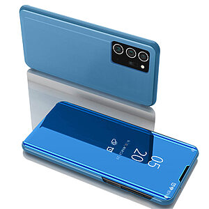 Θήκη Samsung Galaxy Note 20 OEM Mirror Surface Series Flip Window δερματίνη χρυσό γαλάζιο