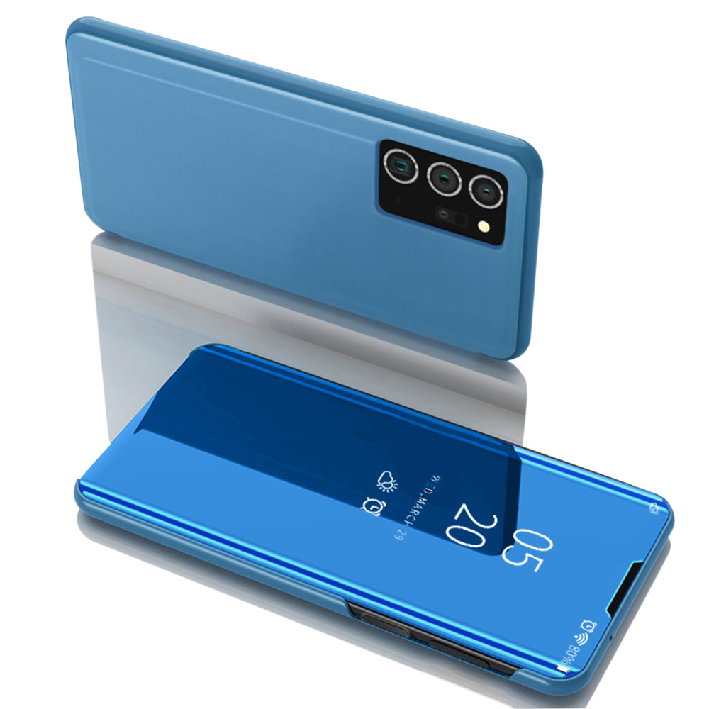 Θήκη Samsung Galaxy Note 20 OEM Mirror Surface Series Flip Window δερματίνη χρυσό γαλάζιο