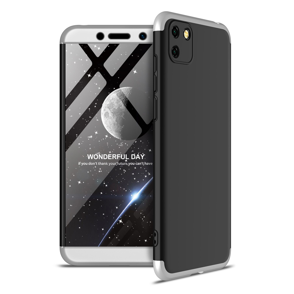 Θήκη GKK Full body Protection 360° από σκληρό πλαστικό για Huawei Y5p μαύρο / ασημί