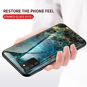 Θήκη Samsung Galaxy A02S OEM σχέδιο Marble με Πλάτη Tempered Glass TPU σμαραγδί - Image 4