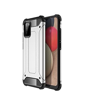 Θήκη Samsung Galaxy A02S OEM Armor Guard Hybrid Πλάτη από σκληρό πλαστικό και TPU ασημί
