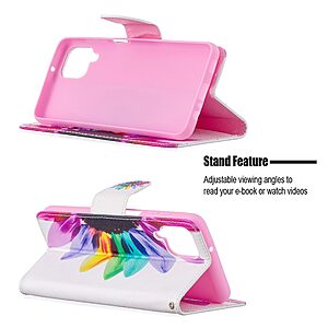 Θήκη Samsung Galaxy A12 / M12 OEM Colorful Petals με βάση στήριξης, υποδοχές καρτών και μαγνητικό κούμπωμα Flip Wallet από συνθετικό δέρμα και TPU - Image 5