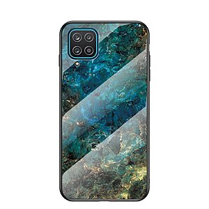 Θήκη Samsung Galaxy A12 OEM σχέδιο Marble με Πλάτη Tempered Glass TPU