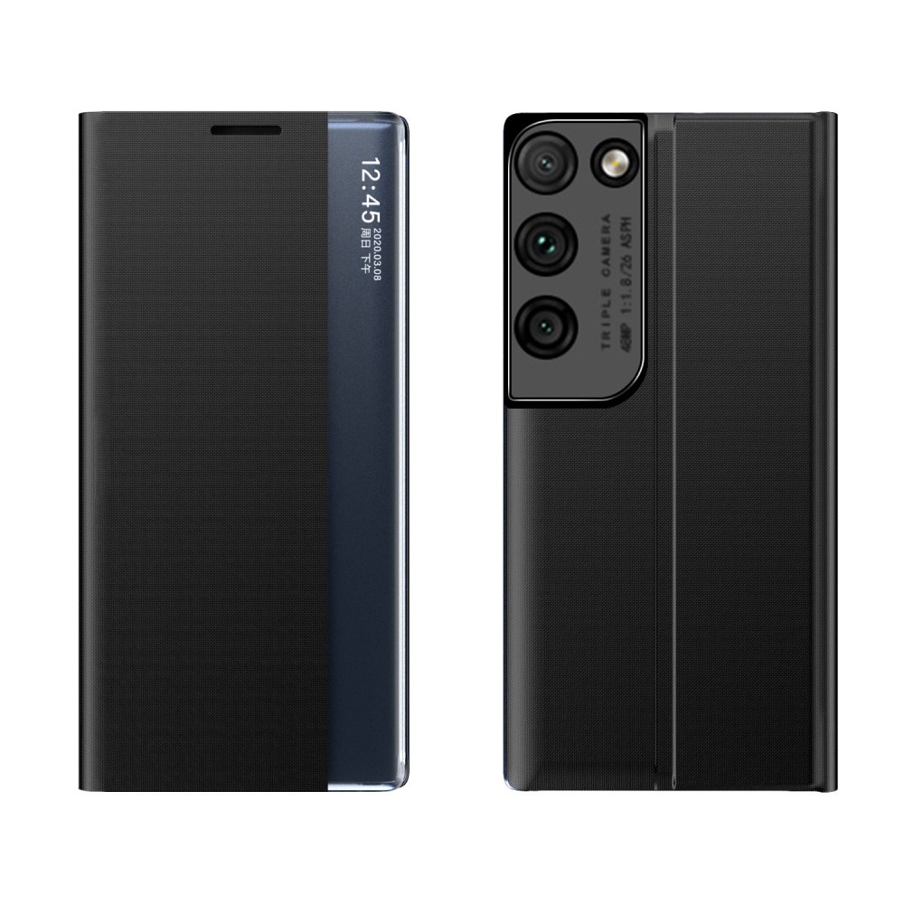 Θήκη Samsung Galaxy S21 Ultra OEM Half Mirror Active Smart View Stand Cover με μαγνητικό κούμπωμα από συνθετικό δέρμα μαύρο