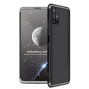 Θήκη GKK Full body Protection 360° από σκληρό πλαστικό για Samsung Galaxy Μ51 μαύρο / ασημί