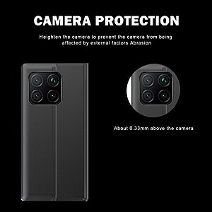 Θήκη Xiaomi Mi 11 OEM Half Mirror View Stand Cover με μαγνητικό κούμπωμα από συνθετικό δέρμα μαύρο - Image 5