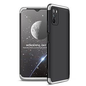 Θήκη GKK Full body Protection 360° από σκληρό πλαστικό για Xiaomi Redmi Note 9T μαύρο / ασημί