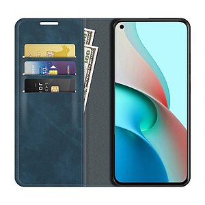 υποδοχές καρτών και εσωτερικό μαγνητικό κούμπωμα Flip Wallet από συνθετικό δέρμα μπλε