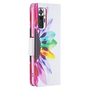 Θήκη Xiaomi Redmi Note 10 Pro OEM Colorful Petals με βάση στήριξης, υποδοχές καρτών και μαγνητικό κούμπωμα Flip Wallet από συνθετικό δέρμα και TPU - Image 3