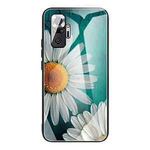 Θήκη Xiaomi Redmi Note 10 Pro OEM σχέδιο Daisies με πλάτη από Tempered Glass και εσωτερικό TPU