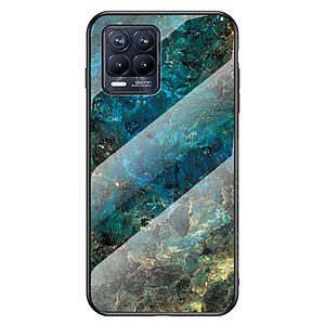 Θήκη Realme 8 / 8 Pro OEM σχέδιο Marble με Πλάτη Tempered Glass TPU σμαραγδί