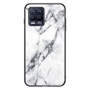Θήκη Realme 8 / 8 Pro OEM σχέδιο Marble με Πλάτη Tempered Glass TPU λευκό