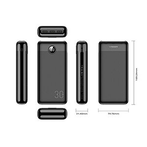 Power Bank VEGER VP3008PD PD20W έξοδος & PD18W είσοδος με 3 x USB Fast Charging και για iPhone 12/ 12 pro/ 12 Pro Max 30000mah μαύρο 2