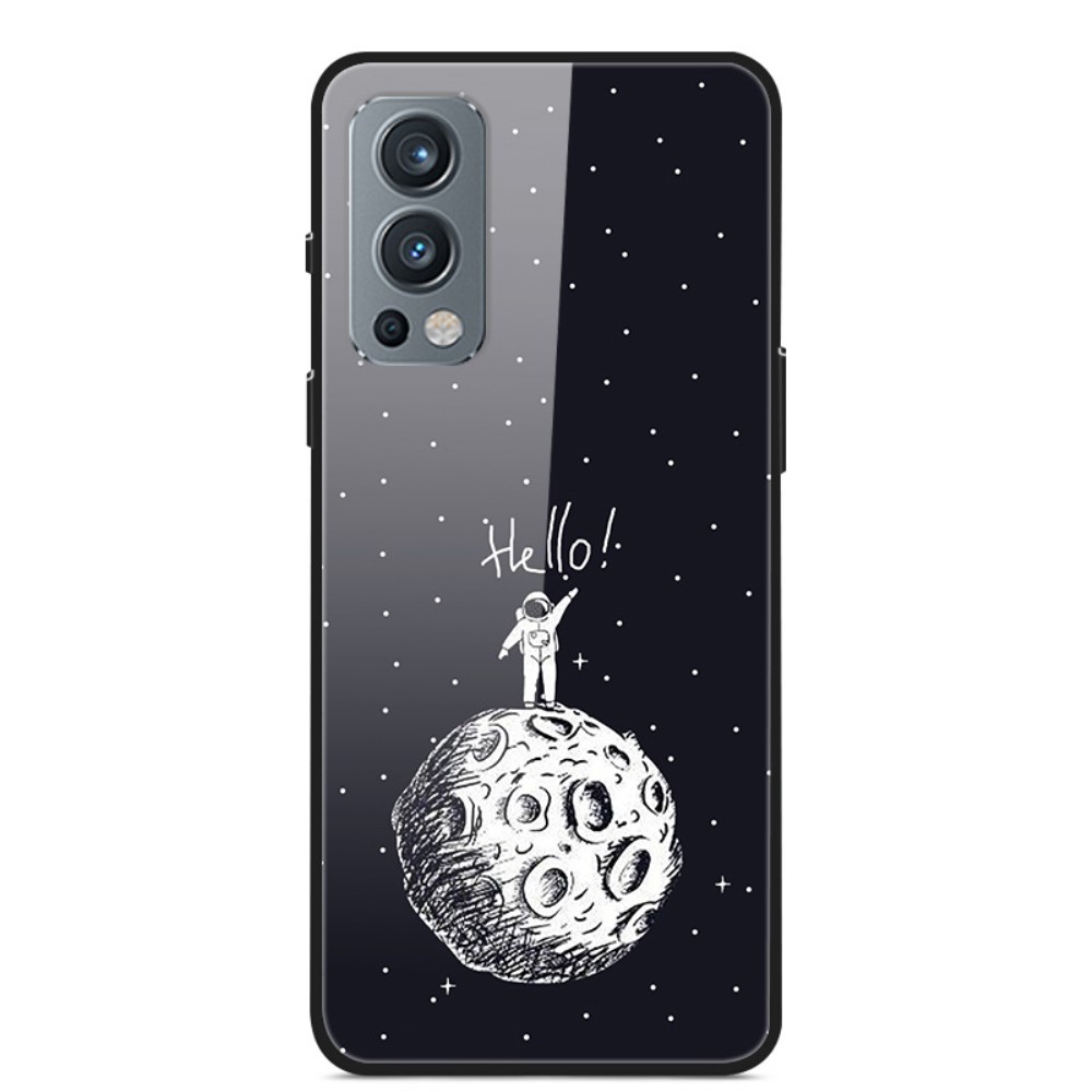 Θήκη OnePlus Nord 2 5G OEM σχέδιο Man On The Moon με πλάτη από Tempered Glass και εσωτερικό TPU