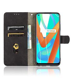 Θήκη Realme 8 5G OEM Skin Touch Series με βάση στήριξης, υποδοχές καρτών και μαγνητικό κούμπωμα Flip Wallet από συνθετικό δέρμα και TPU μαύρο - Image 5