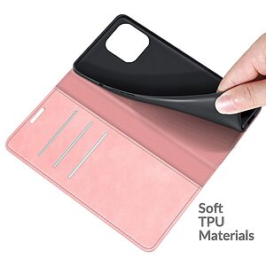 Θήκη iPhone 13 Pro Mad Mask Leather Wallet Case V2 με βάση στήριξης, υποδοχές καρτών και εσωτερικό μαγνητικό κούμπωμα Flip Wallet από συνθετικό δέρμα ροζ χρυσό - Image 4