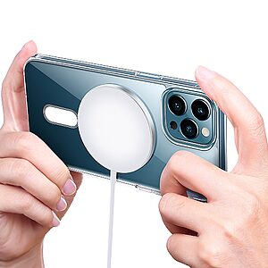 Θήκη iPhone 13 Pro Max OEM Magnetic Silicone Sockproof Transparent Πλάτη TPU με Camera Protection Lips διάφανη - Image 3