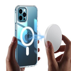 Θήκη iPhone 13 OEM Magnetic Silicone Sockproof Transparent Πλάτη TPU με Camera Protection Lips διάφανη - Image 3