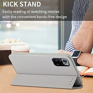 Θήκη Xiaomi Poco X3 GT OEM Skin Touch Leather με βάση στήριξης Trifold και μαγνητικό κούμπωμα Flip από συνθετικό δέρμα και TPU γκρι - Image 5