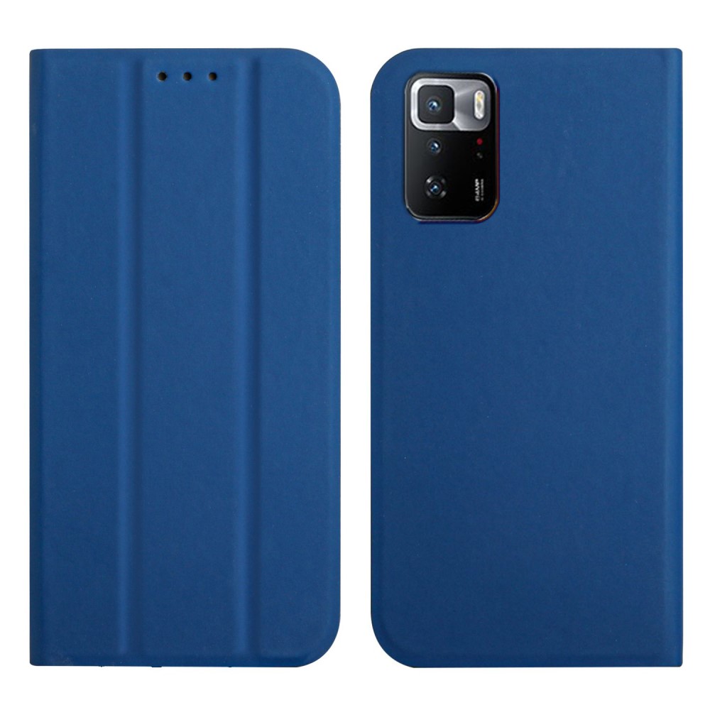 Θήκη Xiaomi Poco X3 GT OEM Skin Touch Leather με βάση στήριξης Trifold και μαγνητικό κούμπωμα Flip από συνθετικό δέρμα και TPU μπλε