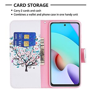 Θήκη Xiaomi Redmi 10 / Redmi 10 (2022) OEM Flowered Tree με βάση στήριξης, υποδοχές καρτών και μαγνητικό κούμπωμα Flip Wallet από συνθετικό δέρμα και TPU - Image 3