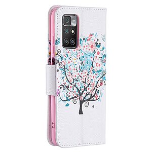 Θήκη Xiaomi Redmi 10 / Redmi 10 (2022) OEM Flowered Tree με βάση στήριξης, υποδοχές καρτών και μαγνητικό κούμπωμα Flip Wallet από συνθετικό δέρμα και TPU - Image 5