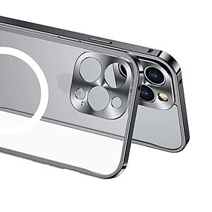 Θήκη iPhone 12 OEM Hybrid Cover συμβατή με MagSafe φορτιστή από Premium μεταλλικό περίβλημα και διάφανη Πλάτη Tempered Glass μαύρο - Image 5
