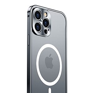 Θήκη iPhone 12 Pro OEM Hybrid Cover συμβατή με MagSafe φορτιστή από Premium μεταλλικό περίβλημα και διάφανη Πλάτη Tempered Glass μπλε - Image 4