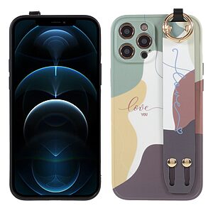 Θήκη iPhone 12 Pro OEM Πλάτη δερματίνη με ειδικό λουράκι λαβής Style B και αντικραδασμικό Premium TPU