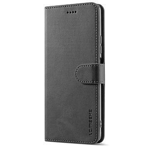 υποδοχές καρτών και μαγνητικό κούμπωμα Flip Wallet από συνθετικό δέρμα και TPU μαύρο