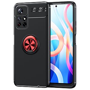 Θήκη Xiaomi Poco M4 Pro 5G / Redmi Note 11 OEM Magnetic Ring Kickstand / Μαγνητικό δαχτυλίδι / Βάση στήριξης TPU μαύρο / κόκκινο