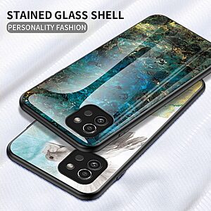 Θήκη Samsung Galaxy A03 OEM σχέδιο Marble με Πλάτη Tempered Glass TPU λευκό - Image 2