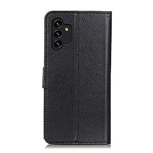 Θήκη Samsung Galaxy A13 OEM Litchi Skin  Leather με βάση στήριξης, υποδοχές καρτών και μαγνητικό κούμπωμα μαύρο - Image 3