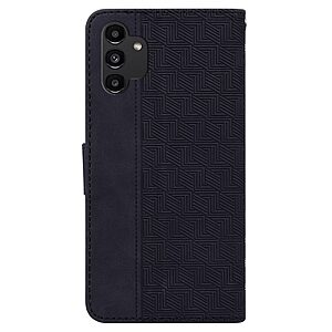 Θήκη Samsung Galaxy A13 OEM Leather Wallet Case Geometry Style με βάση στήριξης, υποδοχές καρτών και μαγνητικό κούμπωμα Flip Wallet από συνθετικό δέρμα μαύρο - Image 3