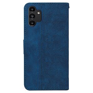 Θήκη Samsung Galaxy A13 OEM Leather Wallet Case Geometry Style με βάση στήριξης, υποδοχές καρτών και μαγνητικό κούμπωμα Flip Wallet από συνθετικό δέρμα μπλε - Image 3