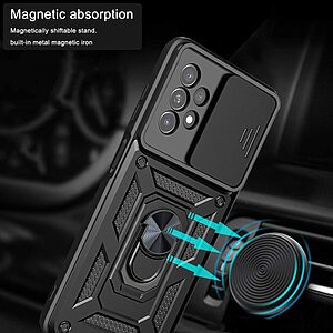 Θήκη Samsung Galaxy A13 OEM Camshield Armor Guard Πλάτη με προστασία για την κάμερα, Kickstand και Βάση στήριξης από σκλήρό Premium TPU ασημί - Image 5