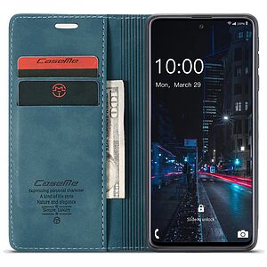 Θήκη Samsung Galaxy A33 5G CaseMe 013 Series Πορτοφόλι με βάση στήριξης, υποδοχές καρτών και μαγνητικό κούμπωμα από συνθετικό δέρμα και TPU πράσινο - Image 4