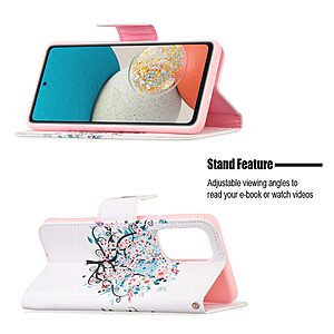 Θήκη Samsung Galaxy A53 5G OEM Flowered Tree με βάση στήριξης, υποδοχές καρτών και μαγνητικό κούμπωμα Flip Wallet από συνθετικό δέρμα και TPU - Image 4