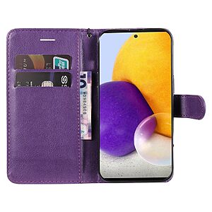 Θήκη Samsung Galaxy A73 5G OEM Leather Wallet Case Series 2 με βάση στήριξης, υποδοχές καρτών και μαγνητικό κούμπωμα Flip Wallet από συνθετικό δέρμα μωβ - Image 4