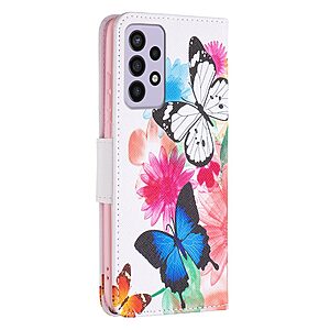 Θήκη Samsung Galaxy A73 5G OEM Vivid Butterflies με βάση στήριξης, υποδοχές καρτών και μαγνητικό κούμπωμα Flip Wallet από συνθετικό δέρμα και TPU - Image 3