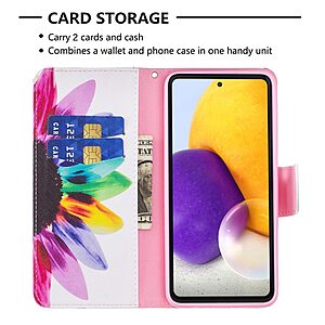 Θήκη Samsung Galaxy A73 5G OEM Colorful Petals με βάση στήριξης, υποδοχές καρτών και μαγνητικό κούμπωμα Flip Wallet από συνθετικό δέρμα και TPU - Image 5