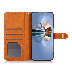Θήκη Samsung Galaxy A73 5G KHAZNEH Leather Wallet Golden Clasp με βάση στήριξης, υποδοχές καρτών και μαγνητικό κούμπωμα ροζ χρυσό - Image 4