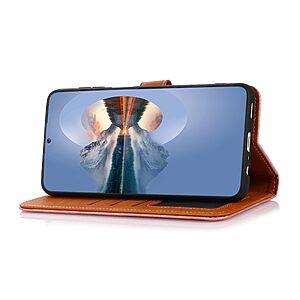 Θήκη Samsung Galaxy A73 5G KHAZNEH Leather Wallet Golden Clasp με βάση στήριξης, υποδοχές καρτών και μαγνητικό κούμπωμα ροζ χρυσό - Image 5