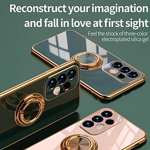 Θήκη Samsung Galaxy A73 5G OEM Magnetic Ring Kickstand / Μαγνητικό δαχτυλίδι / Βάση στήριξης Ultra Thin Frame Πλάτη από Premium TPU με μεταλιζέ περίβλημα πράσινο - Image 4